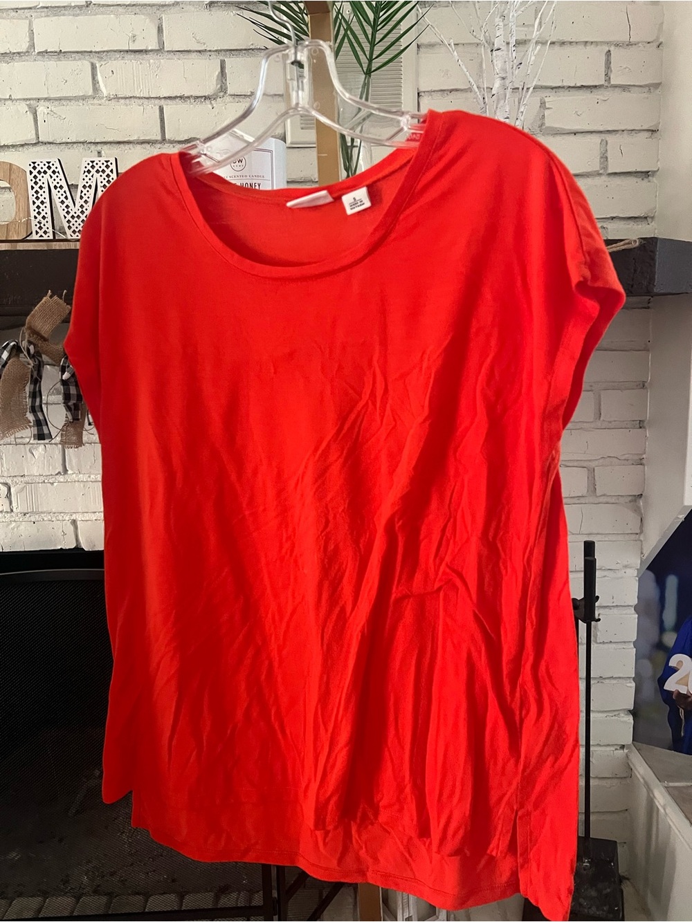 Cato Bright Red Scoop Neck Short Sleeve Top